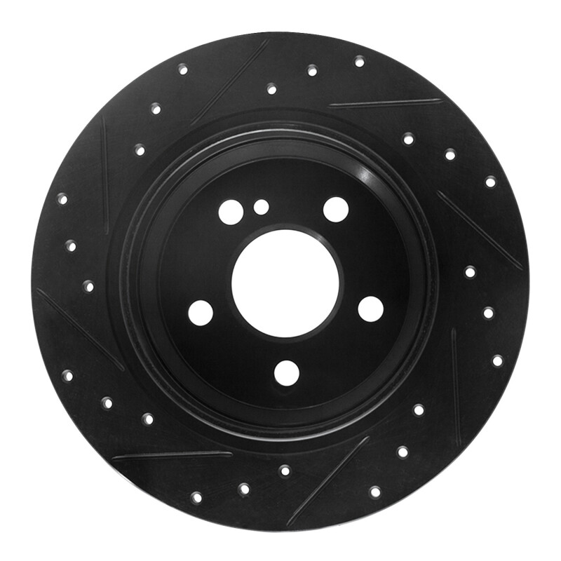 Mercedes-Benz S550 Brake Rotor (1) - Rear Right - R1 Concepts - Drilled & Slotted - Black - `07-`13